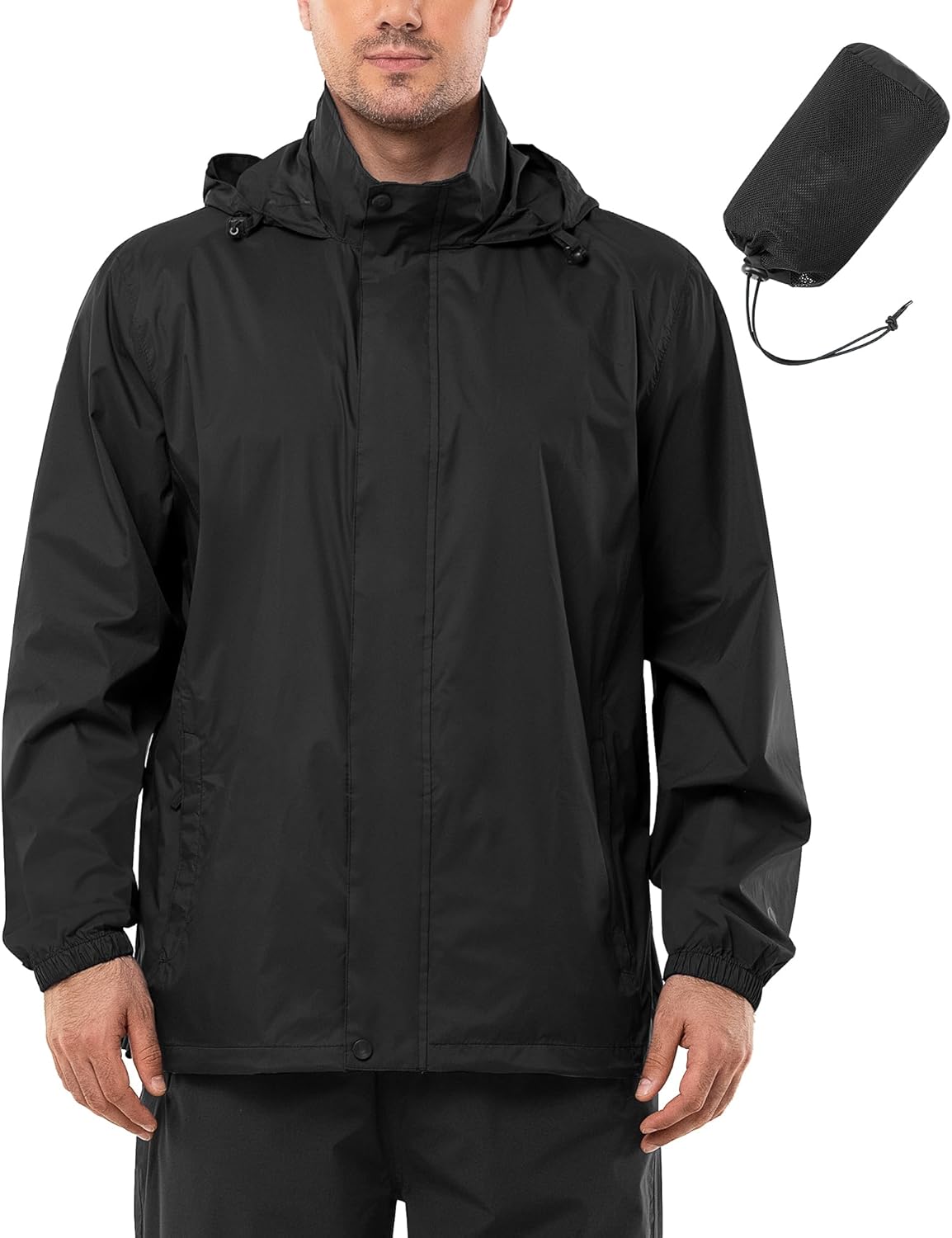 71gITHwrn4L._AC_SL1500_.jpg Men's Rain Jacket Waterproof Lightweight Packable Rain Shell Raincoat with Hood for Golf Hiking Travel - Image 1